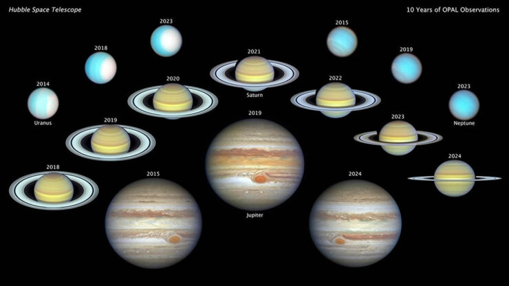 El Hubble Celebra una Década de Seguimiento de los Planetas Exteriores