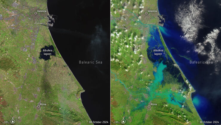 Las Inundaciones en Valencia Vistas Desde el Espacio