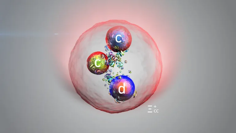 La nueva partícula está formada por dos quarks charm y un quark down — un arreglo similar al del protón, que tiene dos quarks up y uno down, pero con componentes mucho más pesados. Esta estructura le da una masa aproximadamente cuatro veces mayor que la de un protón convencional.