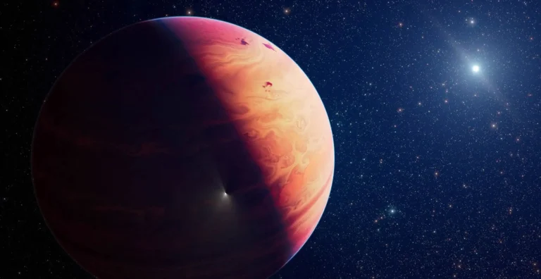Concepto artístico del exoplaneta 29 Cygni b, un gigante gaseoso con una masa aproximada de 15 veces la de Júpiter. Los astrónomos lo estudiaron con el telescopio espacial James Webb de la NASA y determinaron que probablemente se formó mediante acreción, en lugar de por fragmentación del disco. Credit: NASA, ESA, CSA, Joseph Olmsted (STScI)