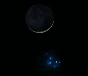 La Luna y el Cúmulo de las Pléyades nos regalan uno de los encuentros más bonitos de Abril