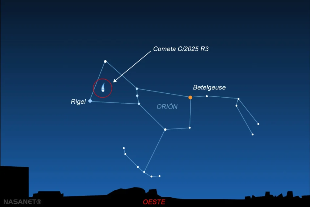 El cometa C/2025 R3 (PanSTARRS), un viajero gélido que no visitaba el sistema solar interior desde hace unos 170.000 años, se encuentra actualmente en una trayectoria privilegiada a través de la constelación de Orión.