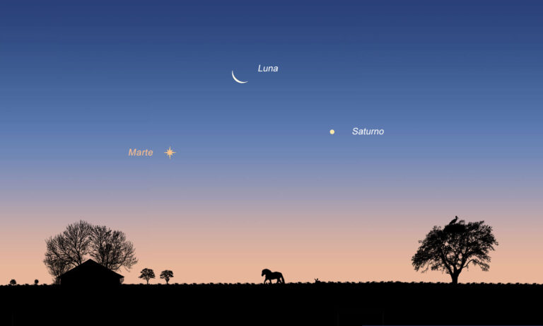 La Luna, Marte y Saturno Formarán un Espectacular Triángulo Celeste Antes del Amanecer del 14 de Mayo