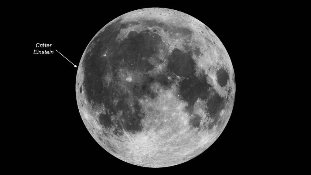 El lugar previsto para la colisión se encuentra en las proximidades del cráter Einstein, situado cerca del borde occidental visible de la Luna.