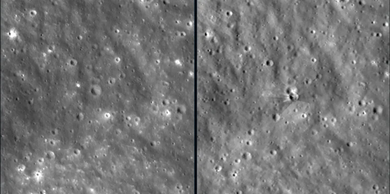 La NASA ha publicado las primeras imágenes detalladas del nuevo cráter provocado por el impacto de la etapa superior de un Falcon 9 de SpaceX contra la Luna el pasado 5 de agosto. El Lunar Reconnaissance Orbiter (LRO) ha permitido estudiar sus dimensiones y los materiales excavados durante la colisión.