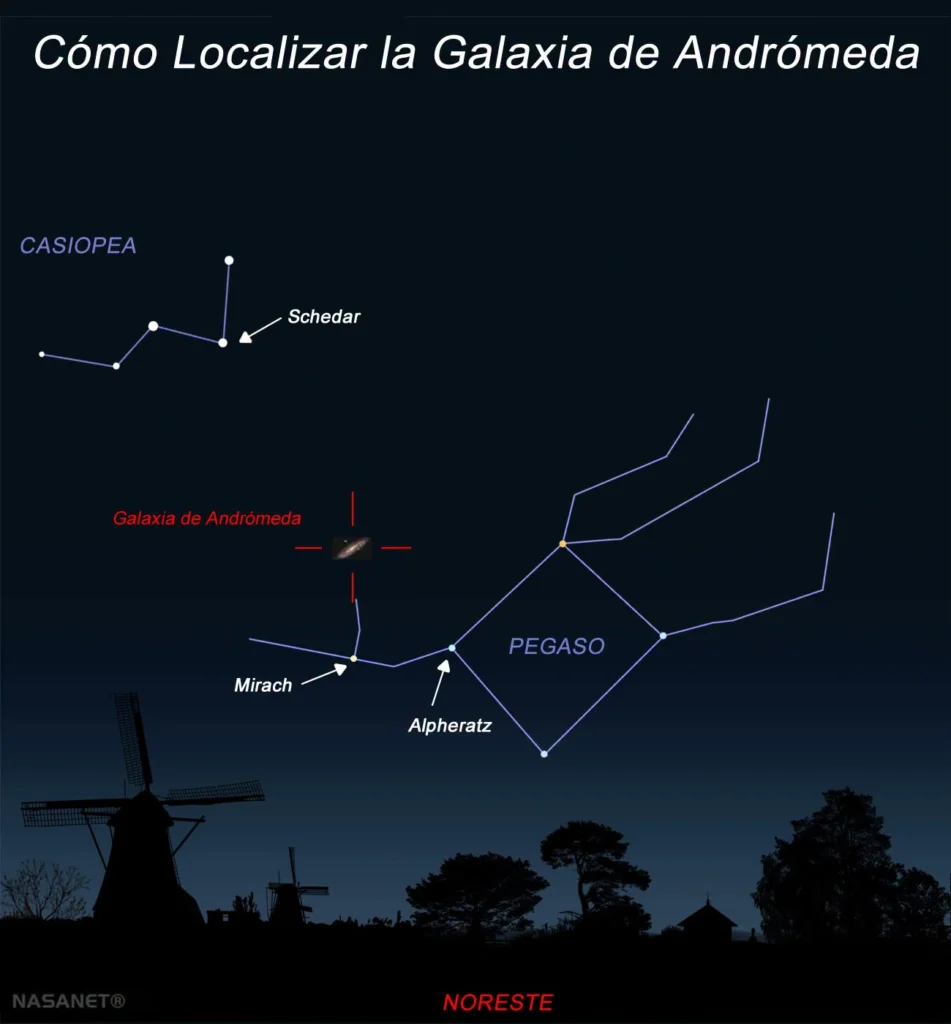 Descubre cómo encontrar la Galaxia de Andrómeda de forma sencilla usando la constelación de Casiopea.